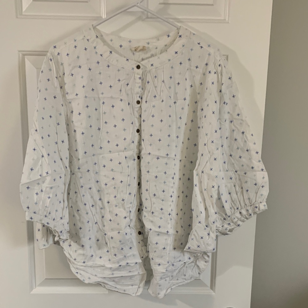 a.n.a White Top with Blue Accents